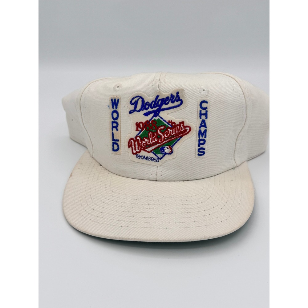 Vintage Twins LA Dodgers 1988 World Series Champions Snapback Hat White Green